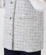 F1JFD02220 MK MICHEL KLEIN(小さいサイズ)(メゾン ドゥ サンク) 【小さいサイズ】ツイードジレ/洗える ライトブルー