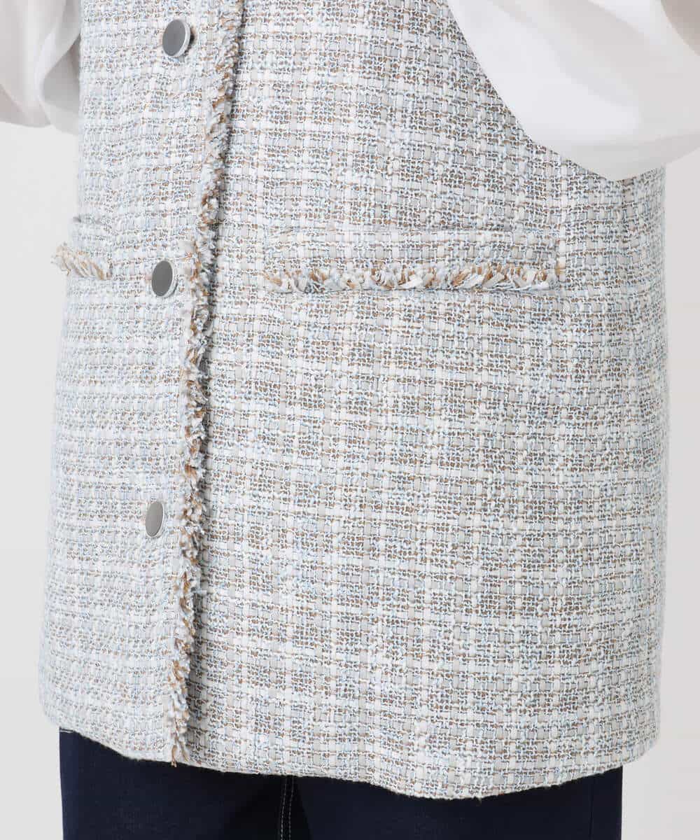 F1JFD02220 MK MICHEL KLEIN(小さいサイズ)(メゾン ドゥ サンク) 【小さいサイズ】ツイードジレ/洗える ライトブルー