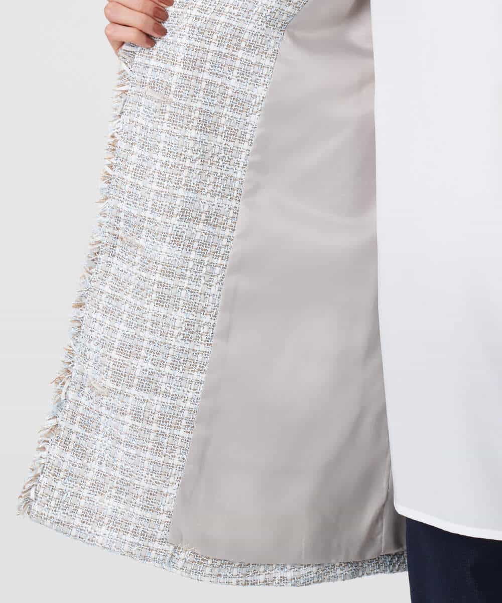 F1JFD02220 MK MICHEL KLEIN(小さいサイズ)(メゾン ドゥ サンク) 【小さいサイズ】ツイードジレ/洗える ライトブルー