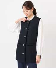 F1JFD02220 MK MICHEL KLEIN(小さいサイズ)(メゾン ドゥ サンク) 【小さいサイズ】ツイードジレ/洗える ライトブルー