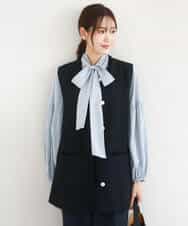 F1JFD02220 MK MICHEL KLEIN(小さいサイズ)(メゾン ドゥ サンク) 【小さいサイズ】ツイードジレ/洗える ネイビー