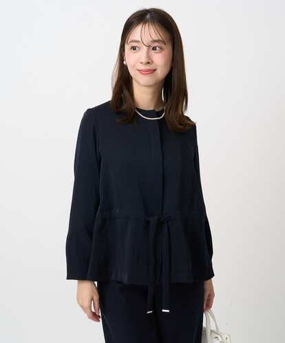 F1JFD13200 MK MICHEL KLEIN(小さいサイズ) 【小さいサイズ】ギャザーデザイン ジップアップブルゾン/撥水/防シワ/洗える