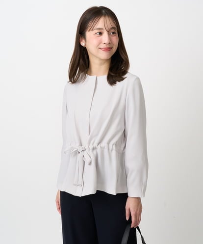 F1JFD13200  【小さいサイズ】ギャザーデザイン ジップアップブルゾン/撥水/防シワ/洗える