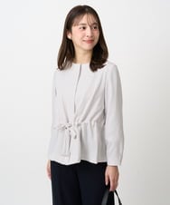 F1JFD13200 MK MICHEL KLEIN(小さいサイズ)(メゾン ドゥ サンク) 【小さいサイズ】ギャザーデザイン ジップアップブルゾン/撥水/防シワ/洗える ライトグレー