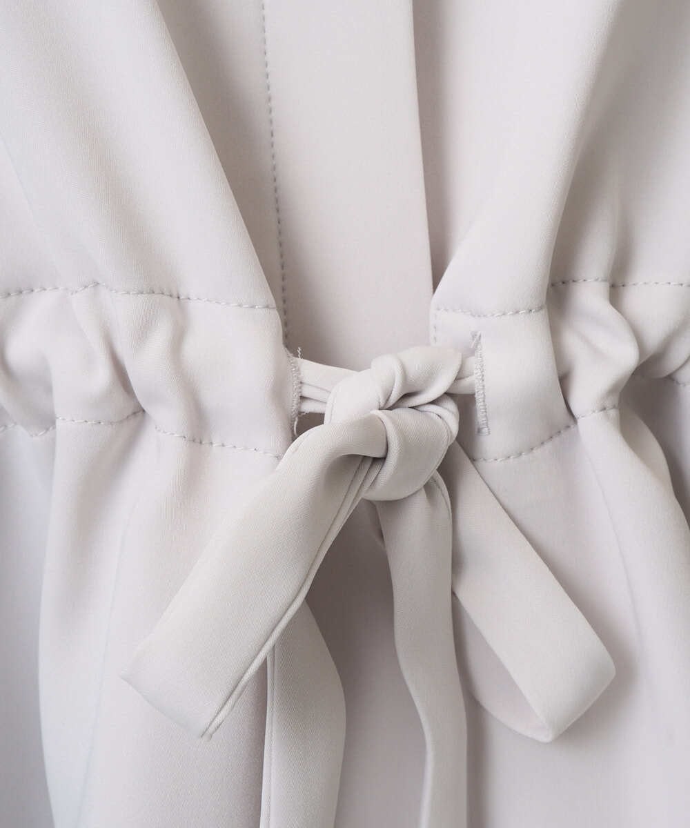 F1JFD13200 MK MICHEL KLEIN(小さいサイズ)(メゾン ドゥ サンク) 【小さいサイズ】ギャザーデザイン ジップアップブルゾン/撥水/防シワ/洗える ライトグレー