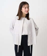 F1JFD13200 MK MICHEL KLEIN(小さいサイズ)(メゾン ドゥ サンク) 【小さいサイズ】ギャザーデザイン ジップアップブルゾン/撥水/防シワ/洗える ライトグレー