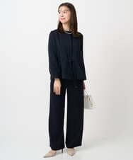 F1JFD13200 MK MICHEL KLEIN(小さいサイズ)(メゾン ドゥ サンク) 【小さいサイズ】ギャザーデザイン ジップアップブルゾン/撥水/防シワ/洗える ライトグレー