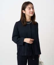 F1JFD13200 MK MICHEL KLEIN(小さいサイズ)(メゾン ドゥ サンク) 【小さいサイズ】ギャザーデザイン ジップアップブルゾン/撥水/防シワ/洗える ライトグレー