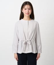 F1JFD13200 MK MICHEL KLEIN(小さいサイズ)(メゾン ドゥ サンク) 【小さいサイズ】ギャザーデザイン ジップアップブルゾン/撥水/防シワ/洗える ライトグレー