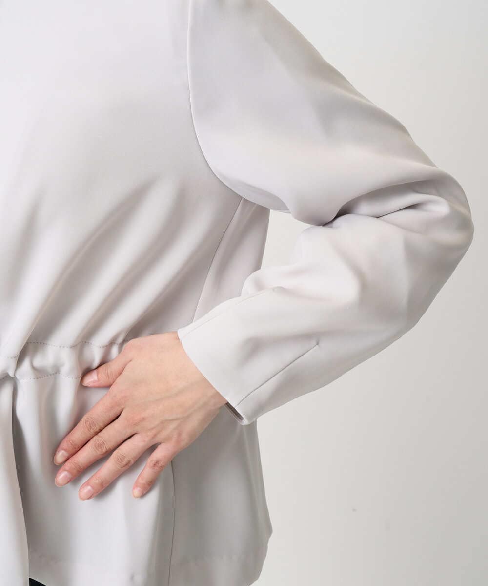 F1JFD13200 MK MICHEL KLEIN(小さいサイズ)(メゾン ドゥ サンク) 【小さいサイズ】ギャザーデザイン ジップアップブルゾン/撥水/防シワ/洗える ライトグレー