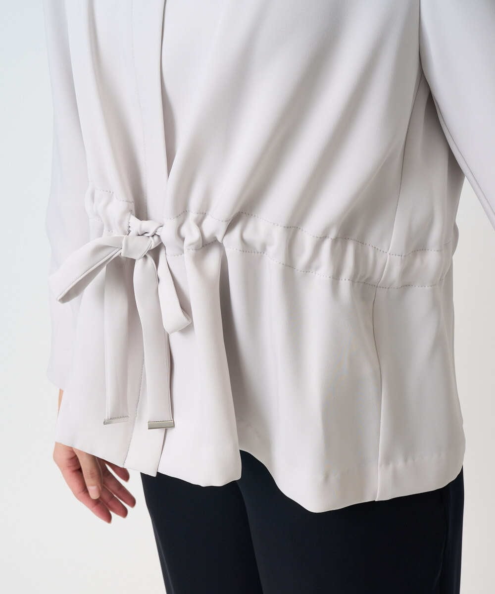 F1JFD13200 MK MICHEL KLEIN(小さいサイズ)(メゾン ドゥ サンク) 【小さいサイズ】ギャザーデザイン ジップアップブルゾン/撥水/防シワ/洗える ライトグレー