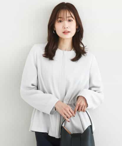 F1JFD13200 MK MICHEL KLEIN(小さいサイズ) 【小さいサイズ】ギャザーデザイン ジップアップブルゾン/撥水/防シワ/洗える