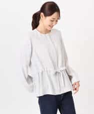 F1JFD13200 MK MICHEL KLEIN(小さいサイズ)(メゾン ドゥ サンク) 【小さいサイズ】ギャザーデザイン ジップアップブルゾン/撥水/防シワ/洗える ライトグレー