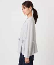 F1JFD13200 MK MICHEL KLEIN(小さいサイズ)(メゾン ドゥ サンク) 【小さいサイズ】ギャザーデザイン ジップアップブルゾン/撥水/防シワ/洗える ライトグレー