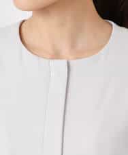 F1JFD13200 MK MICHEL KLEIN(小さいサイズ)(メゾン ドゥ サンク) 【小さいサイズ】ギャザーデザイン ジップアップブルゾン/撥水/防シワ/洗える ライトグレー