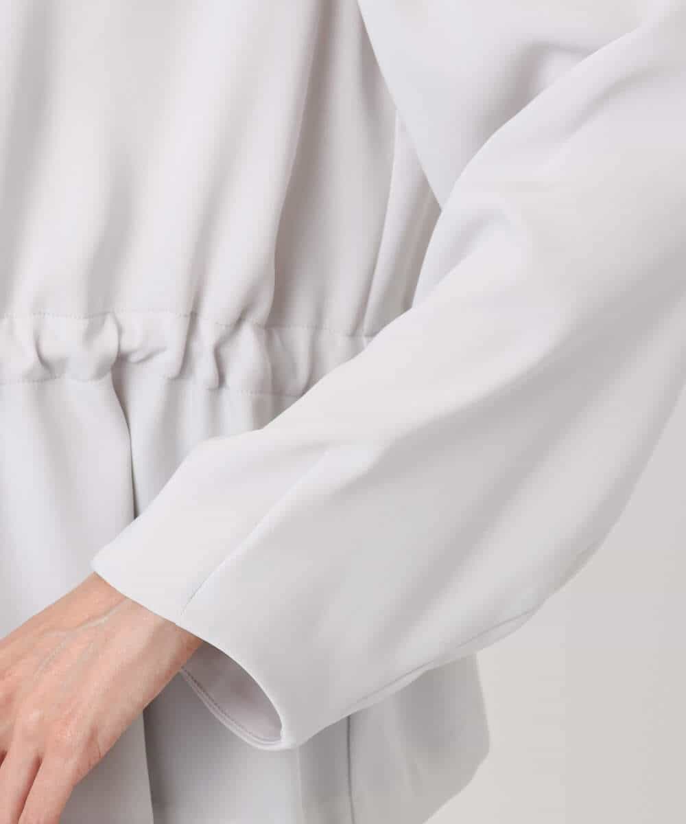 F1JFD13200 MK MICHEL KLEIN(小さいサイズ)(メゾン ドゥ サンク) 【小さいサイズ】ギャザーデザイン ジップアップブルゾン/撥水/防シワ/洗える ライトグレー