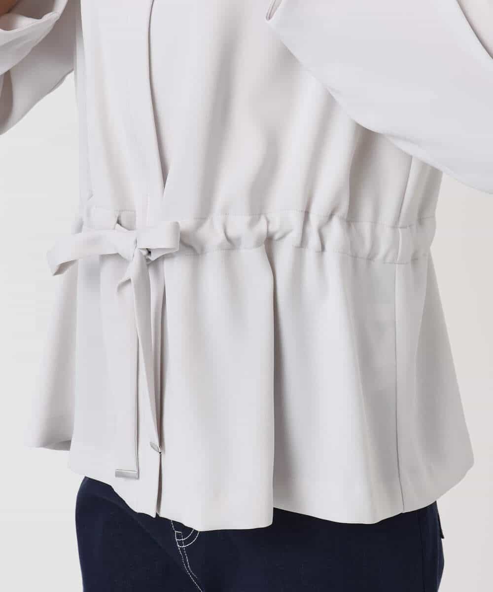 F1JFD13200 MK MICHEL KLEIN(小さいサイズ)(メゾン ドゥ サンク) 【小さいサイズ】ギャザーデザイン ジップアップブルゾン/撥水/防シワ/洗える ライトグレー