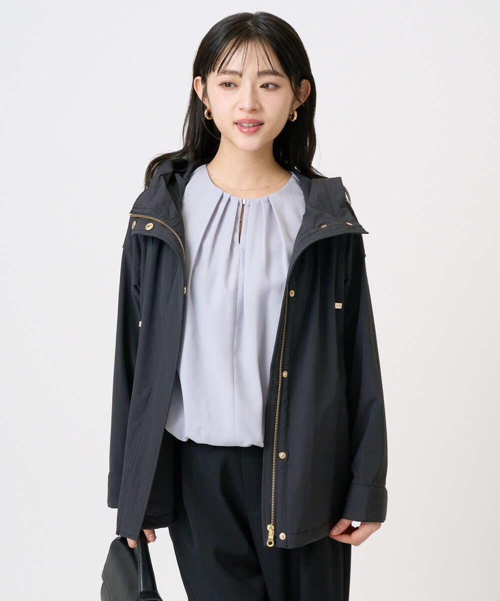 F1JFD14240 MK MICHEL KLEIN(小さいサイズ)(メゾン ドゥ サンク) 【小さいサイズ】ストレッチマウンテンパーカー/撥水加工/洗える スミクロ