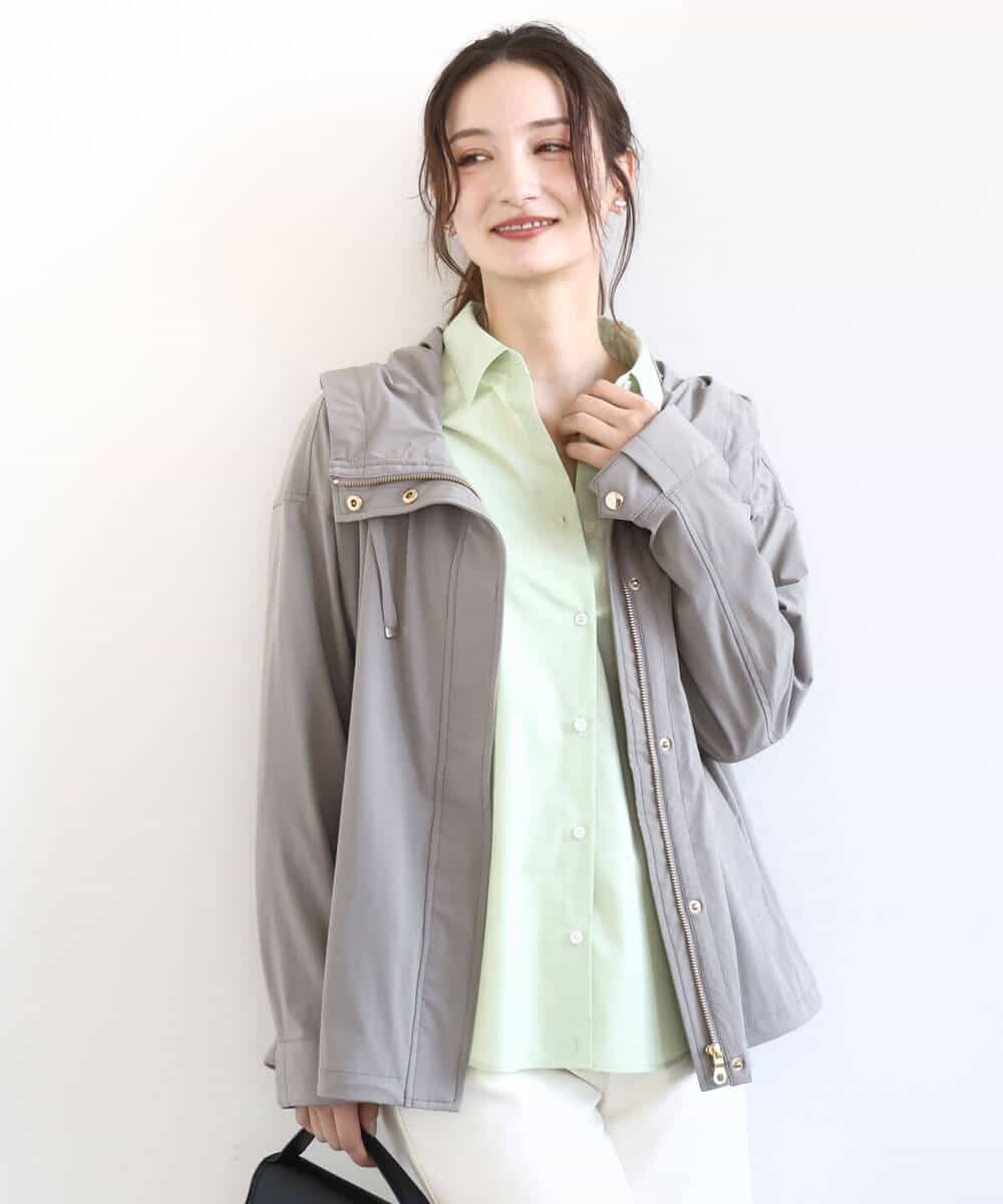 F1JFD14240 MK MICHEL KLEIN(小さいサイズ)(メゾン ドゥ サンク) 【小さいサイズ】ストレッチマウンテンパーカー/撥水加工/洗える モカ