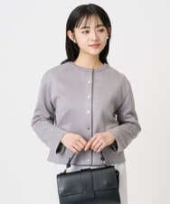 F1JFD21180 MK MICHEL KLEIN(小さいサイズ)(メゾン ドゥ サンク) 【小さいサイズ】フェイクスウェード ドット釦ジャケット/洗える アイボリー