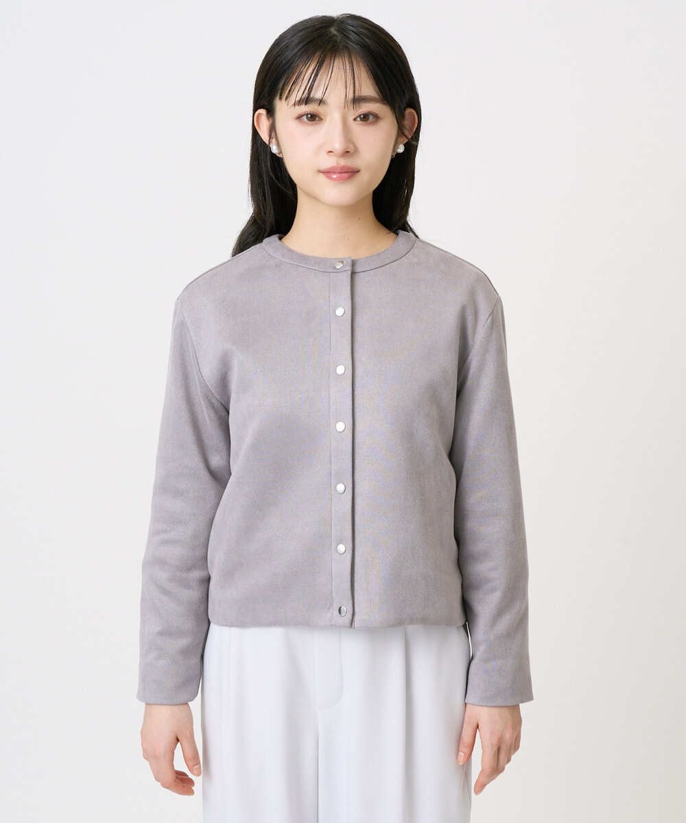 F1JFD21180 MK MICHEL KLEIN(小さいサイズ)(メゾン ドゥ サンク) 【小さいサイズ】フェイクスウェード ドット釦ジャケット/洗える アイボリー