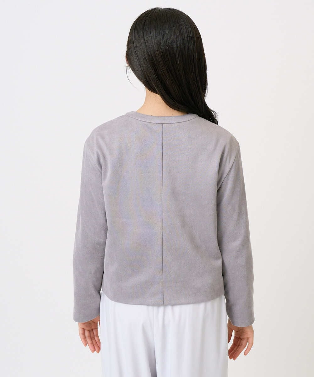 F1JFD21180 MK MICHEL KLEIN(小さいサイズ)(メゾン ドゥ サンク) 【小さいサイズ】フェイクスウェード ドット釦ジャケット/洗える アイボリー