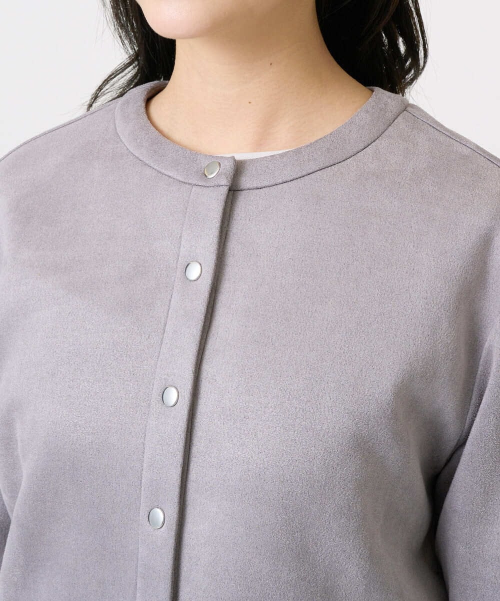 F1JFD21180 MK MICHEL KLEIN(小さいサイズ)(メゾン ドゥ サンク) 【小さいサイズ】フェイクスウェード ドット釦ジャケット/洗える アイボリー