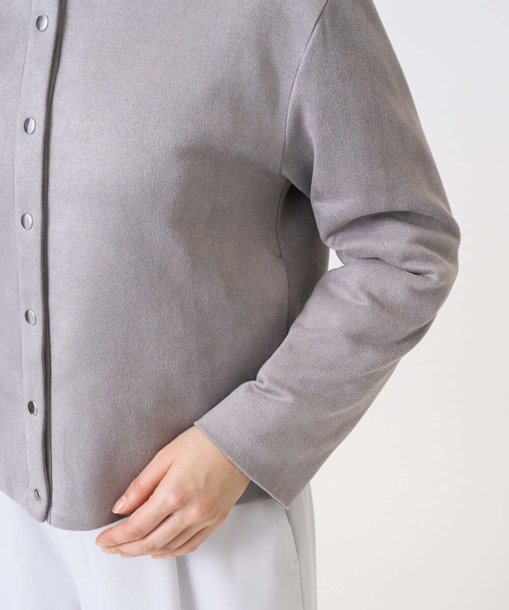 F1JFD21180 MK MICHEL KLEIN(小さいサイズ)(メゾン ドゥ サンク) 【小さいサイズ】フェイクスウェード ドット釦ジャケット/洗える アイボリー