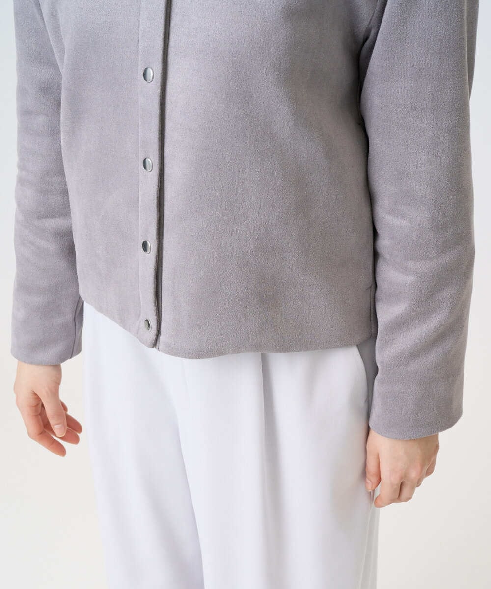 F1JFD21180 MK MICHEL KLEIN(小さいサイズ)(メゾン ドゥ サンク) 【小さいサイズ】フェイクスウェード ドット釦ジャケット/洗える アイボリー