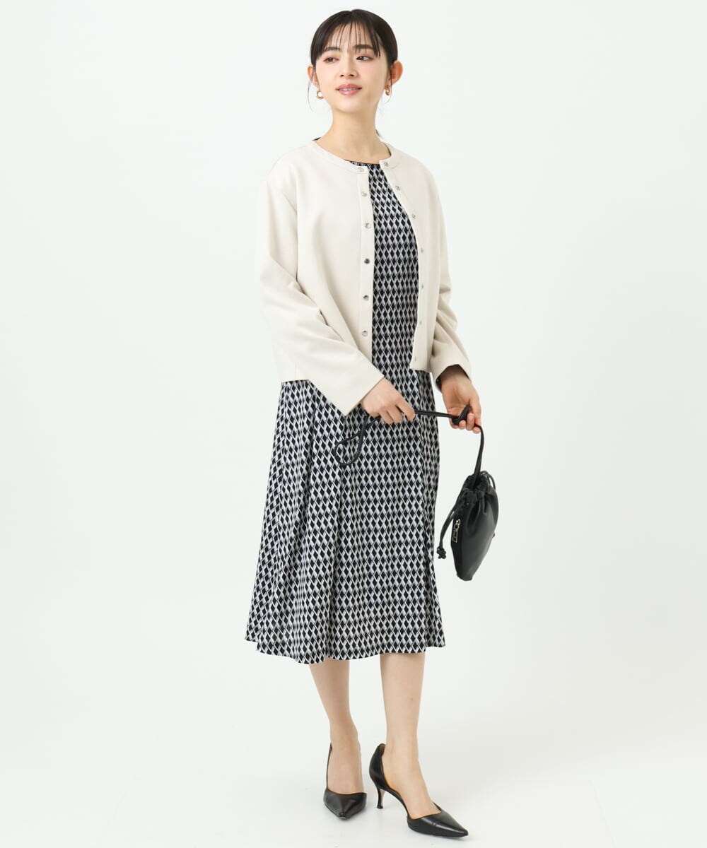 F1JFD21180 MK MICHEL KLEIN(小さいサイズ)(メゾン ドゥ サンク) 【小さいサイズ】フェイクスウェード ドット釦ジャケット/洗える アイボリー