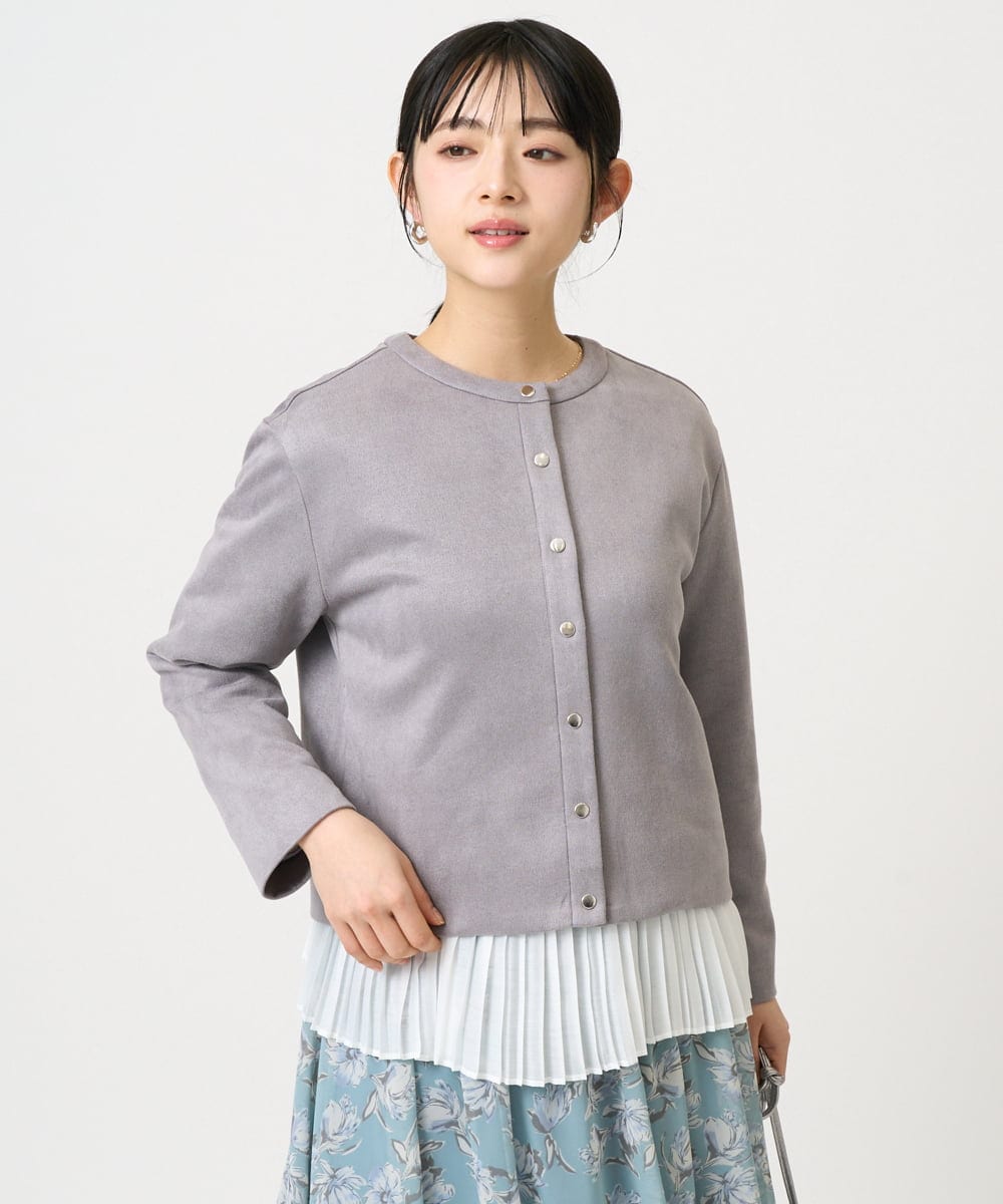 F1JFD21180 MK MICHEL KLEIN(小さいサイズ)(メゾン ドゥ サンク) 【小さいサイズ】フェイクスウェード ドット釦ジャケット/洗える アイボリー