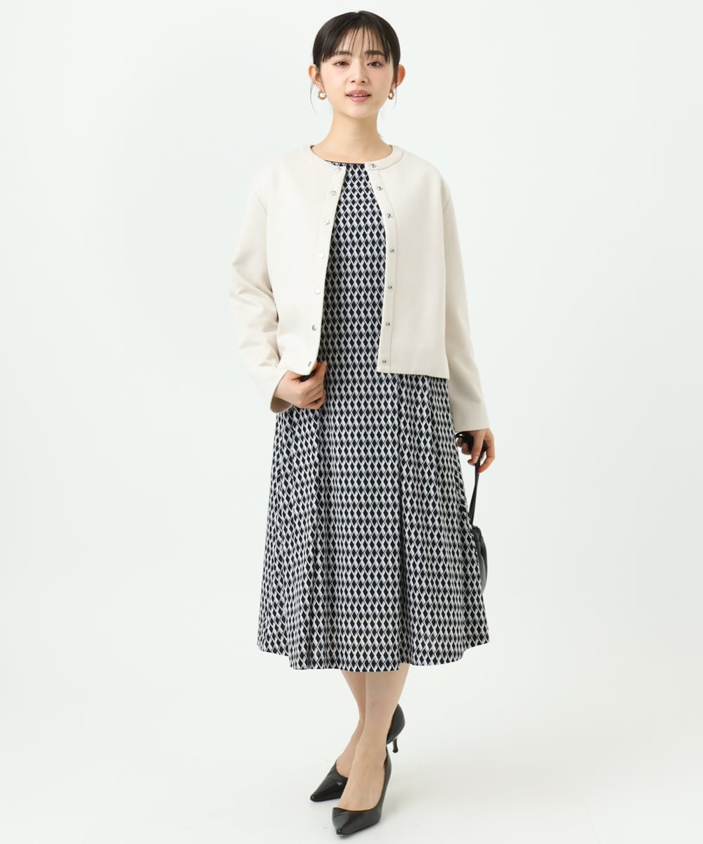 F1JFD21180 MK MICHEL KLEIN(小さいサイズ)(メゾン ドゥ サンク) 【小さいサイズ】フェイクスウェード ドット釦ジャケット/洗える アイボリー