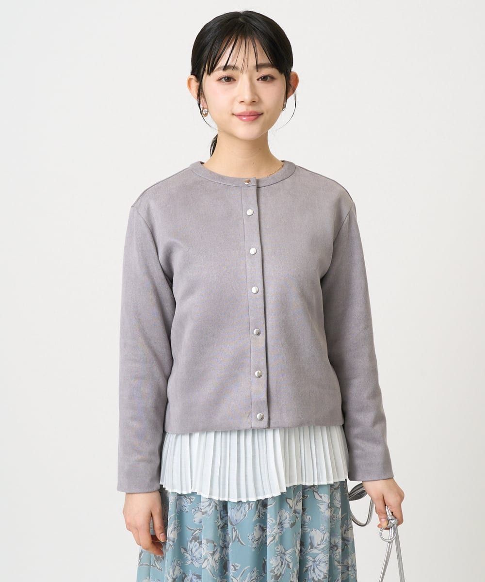 F1JFD21180 MK MICHEL KLEIN(小さいサイズ)(メゾン ドゥ サンク) 【小さいサイズ】フェイクスウェード ドット釦ジャケット/洗える アイボリー