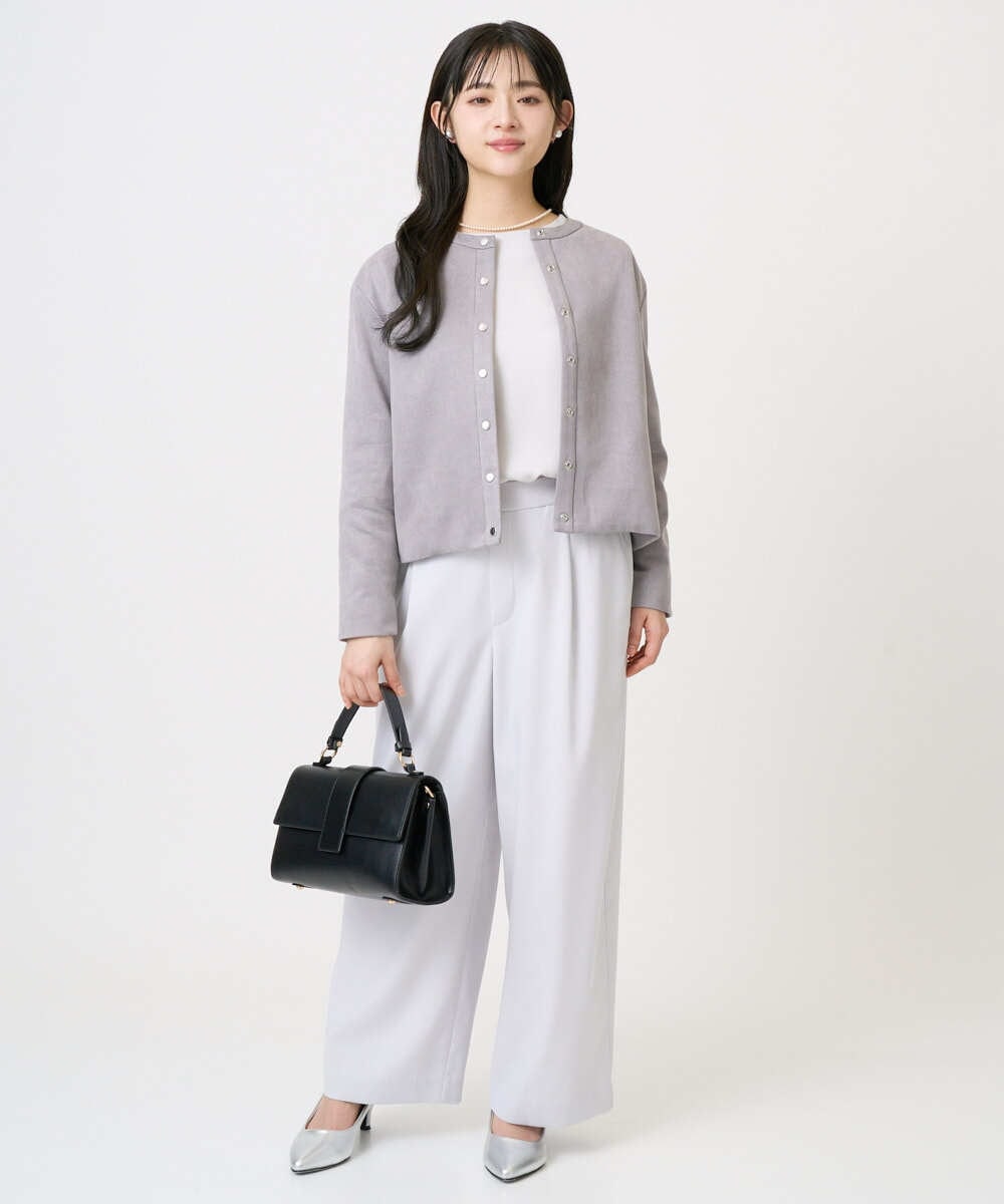 F1JFD21180 MK MICHEL KLEIN(小さいサイズ)(メゾン ドゥ サンク) 【小さいサイズ】フェイクスウェード ドット釦ジャケット/洗える アイボリー