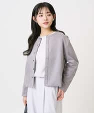 F1JFD21180 MK MICHEL KLEIN(小さいサイズ)(メゾン ドゥ サンク) 【小さいサイズ】フェイクスウェード ドット釦ジャケット/洗える グレー