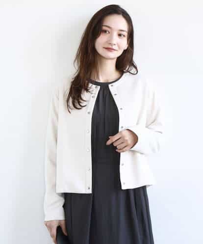 F1JFD21180  【小さいサイズ】フェイクスウェード ドット釦ジャケット/洗える