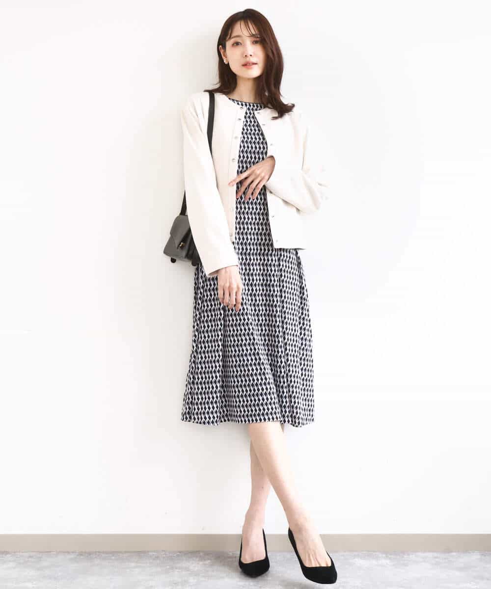 F1JFD21180 MK MICHEL KLEIN(小さいサイズ)(メゾン ドゥ サンク) 【小さいサイズ】フェイクスウェード ドット釦ジャケット/洗える アイボリー