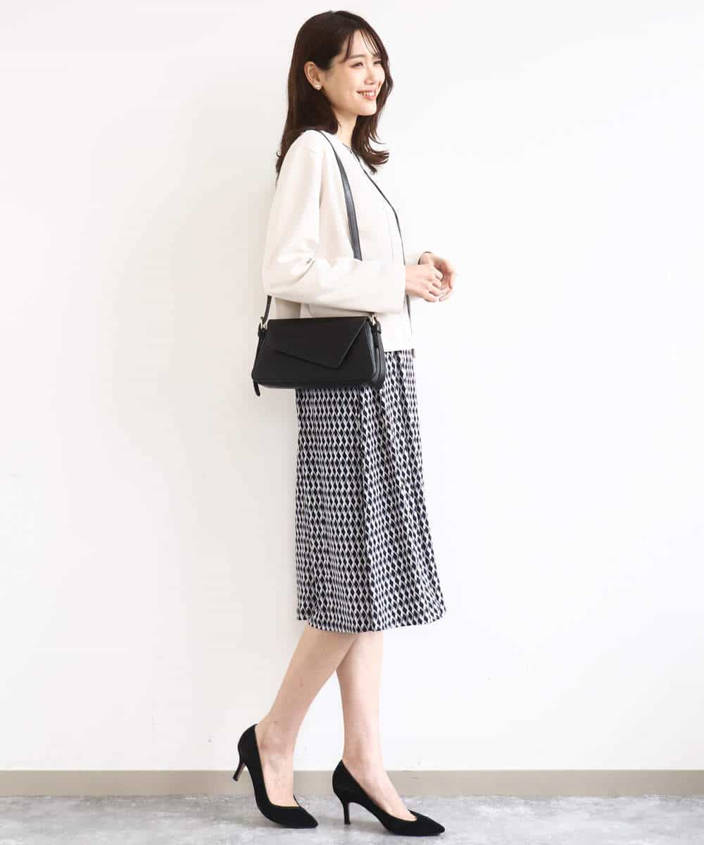 F1JFD21180 MK MICHEL KLEIN(小さいサイズ)(メゾン ドゥ サンク) 【小さいサイズ】フェイクスウェード ドット釦ジャケット/洗える アイボリー