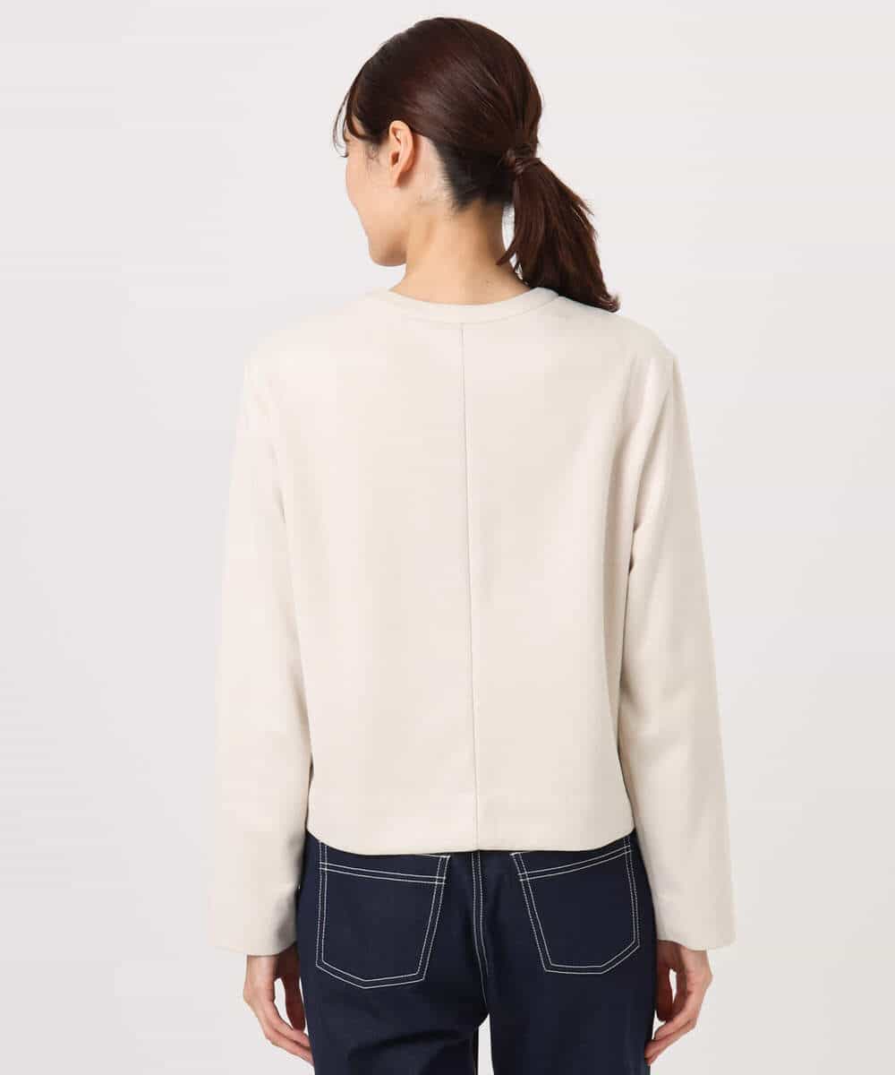 F1JFD21180 MK MICHEL KLEIN(小さいサイズ)(メゾン ドゥ サンク) 【小さいサイズ】フェイクスウェード ドット釦ジャケット/洗える アイボリー