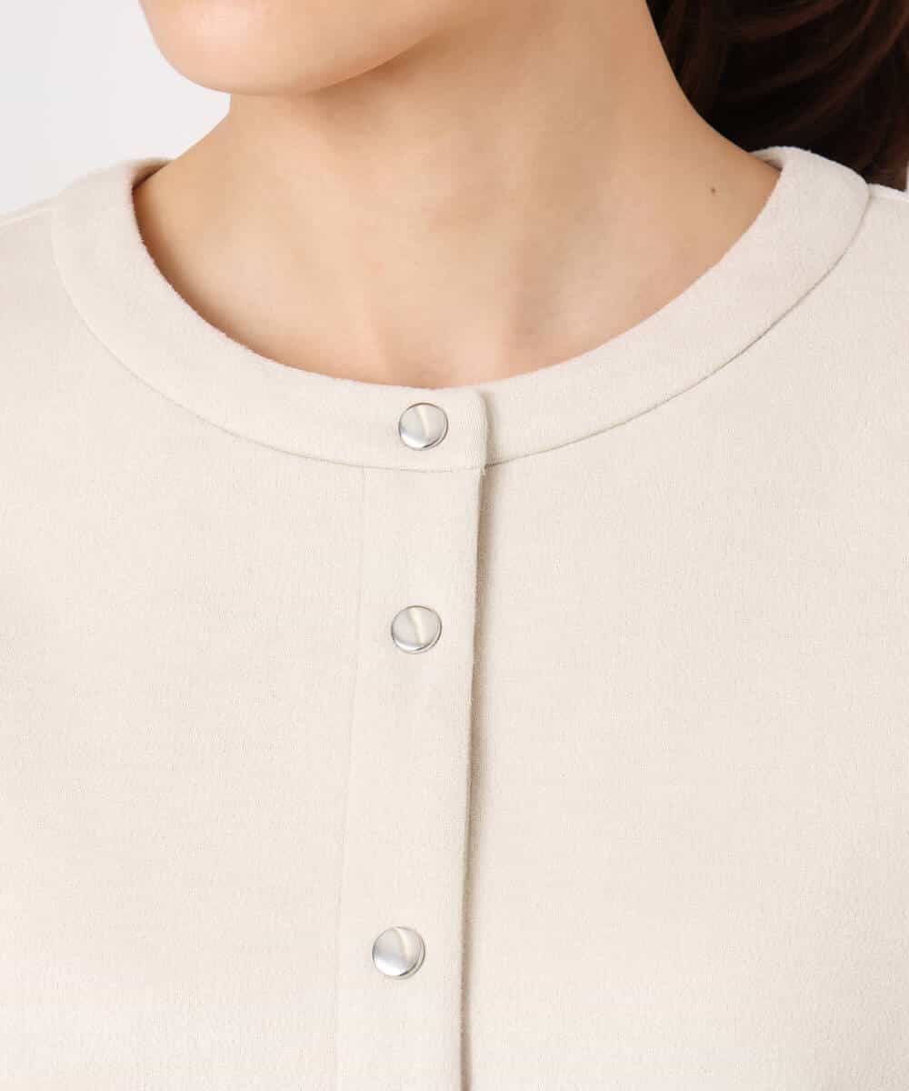 F1JFD21180 MK MICHEL KLEIN(小さいサイズ)(メゾン ドゥ サンク) 【小さいサイズ】フェイクスウェード ドット釦ジャケット/洗える アイボリー