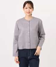 F1JFD21180 MK MICHEL KLEIN(小さいサイズ)(メゾン ドゥ サンク) 【小さいサイズ】フェイクスウェード ドット釦ジャケット/洗える アイボリー