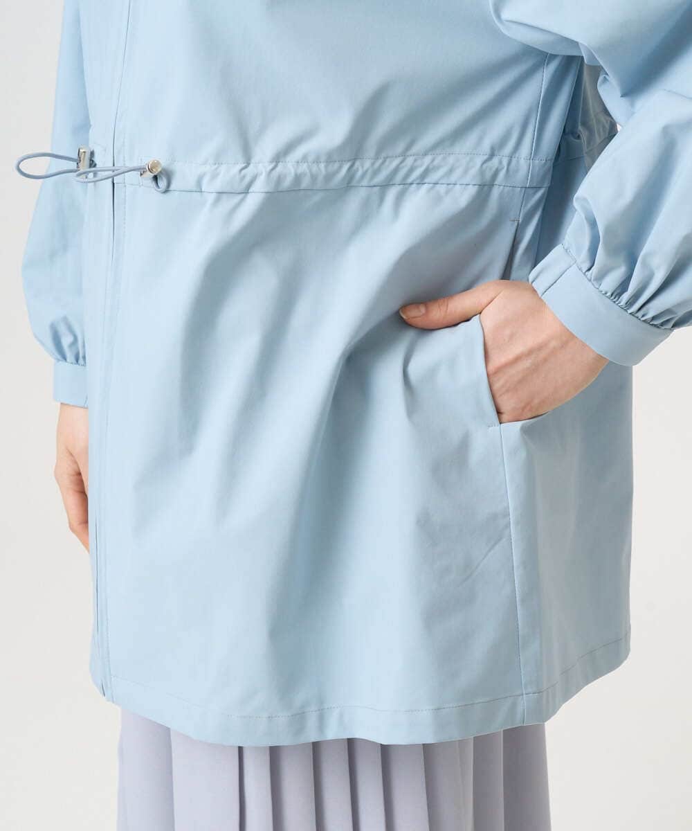 F1JFD27260 MK MICHEL KLEIN(小さいサイズ)(メゾン ドゥ サンク) 【小さいサイズ】2wayタイプライターミドル丈ブルゾン/洗える ライトブルー