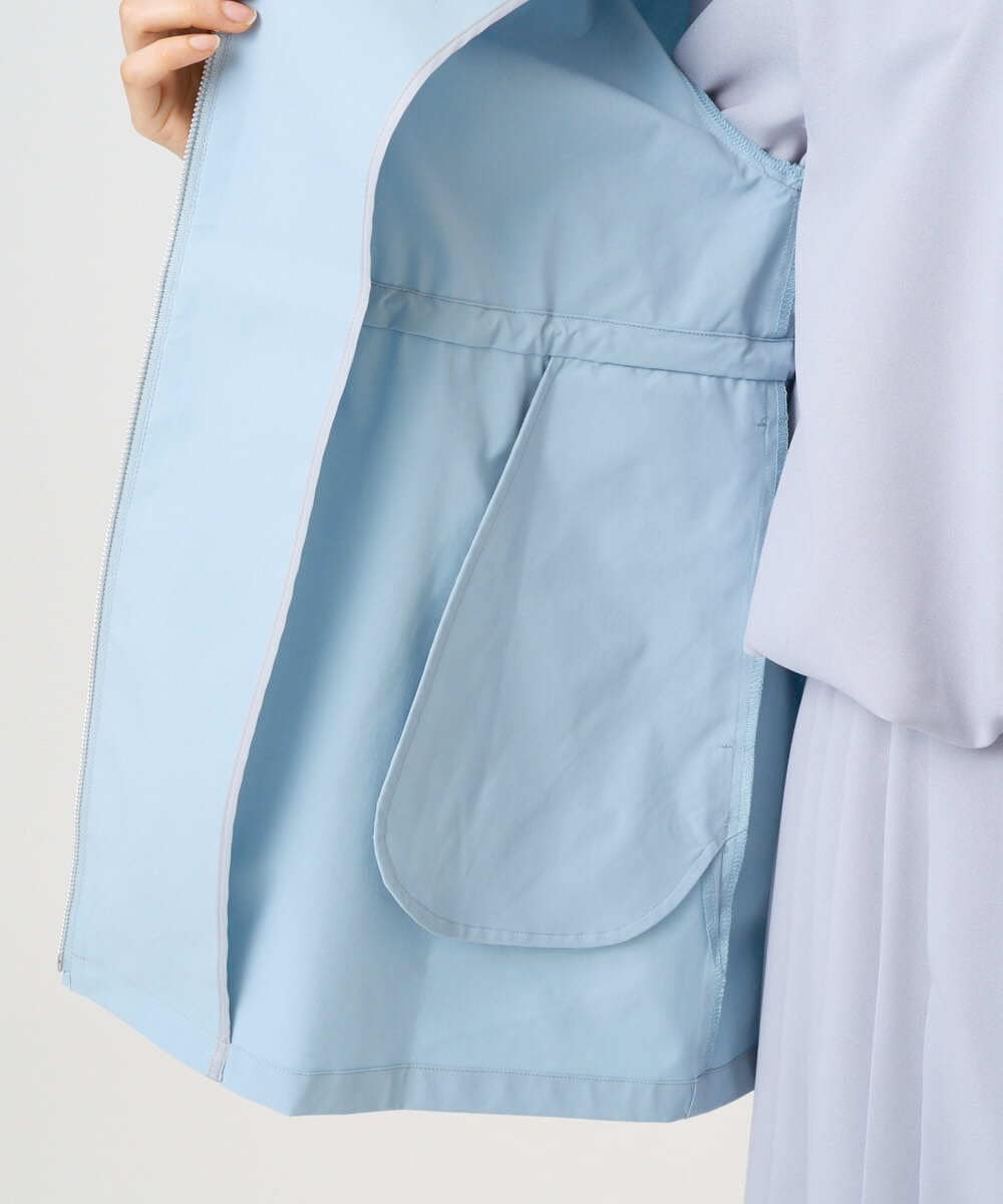 F1JFD27260 MK MICHEL KLEIN(小さいサイズ)(メゾン ドゥ サンク) 【小さいサイズ】2wayタイプライターミドル丈ブルゾン/洗える ライトブルー