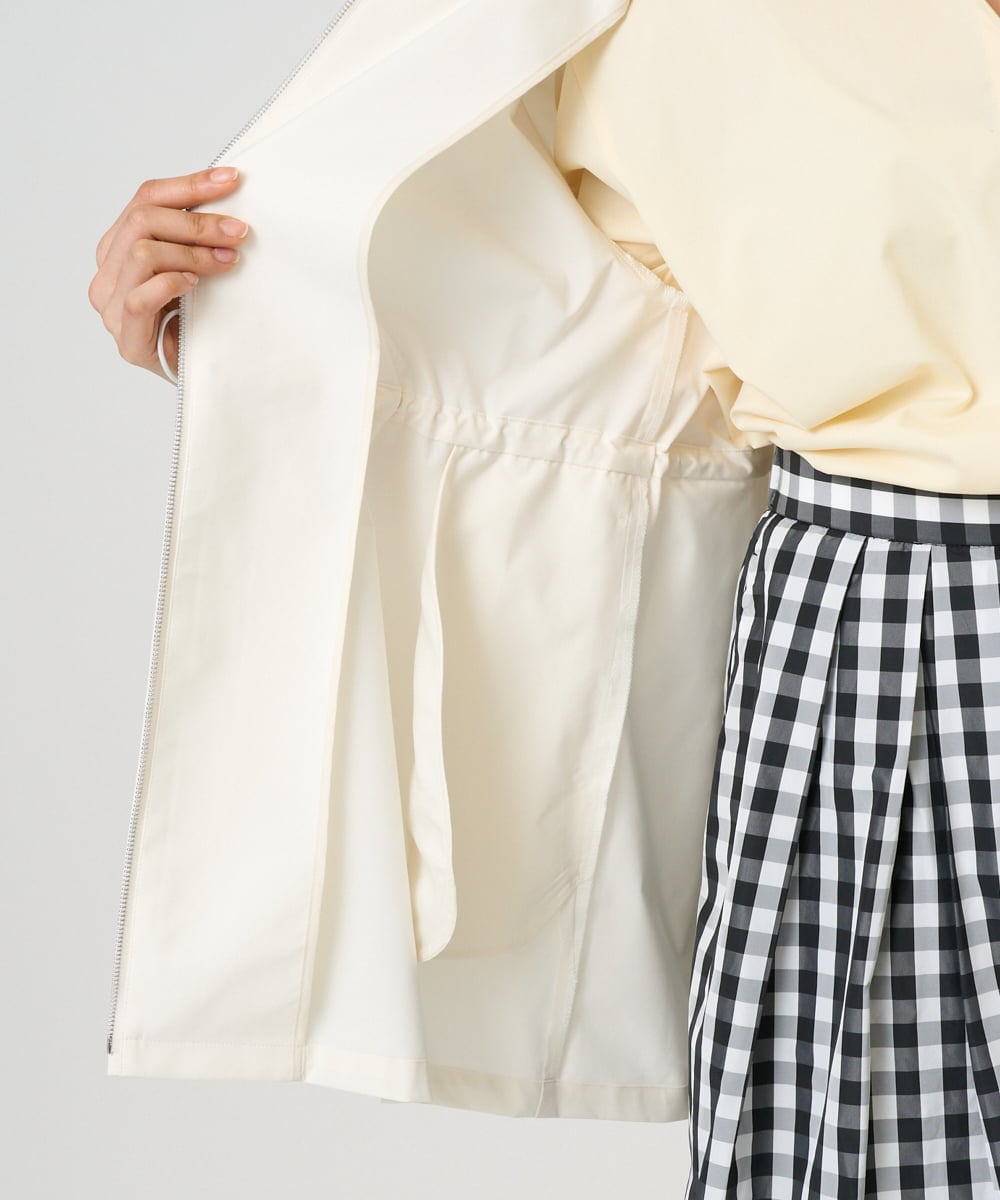 F1JFD27260 MK MICHEL KLEIN(小さいサイズ)(メゾン ドゥ サンク) 【小さいサイズ】2wayタイプライターミドル丈ブルゾン/洗える ライトブルー