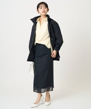 F1JFD27260 MK MICHEL KLEIN(小さいサイズ)(メゾン ドゥ サンク) 【小さいサイズ】2wayタイプライターミドル丈ブルゾン/洗える ライトブルー