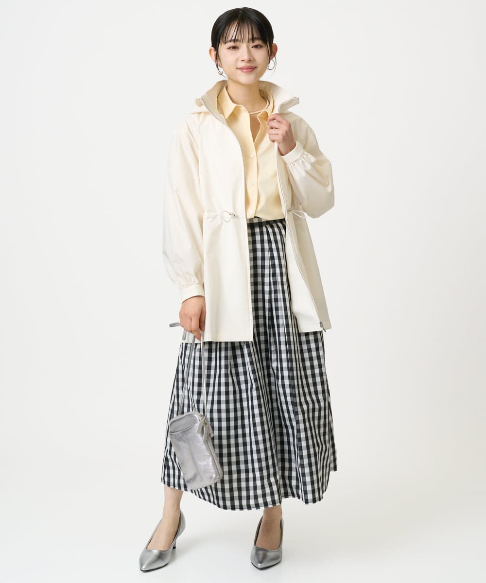 F1JFD27260 MK MICHEL KLEIN(小さいサイズ)(メゾン ドゥ サンク) 【小さいサイズ】2wayタイプライターミドル丈ブルゾン/洗える ライトブルー