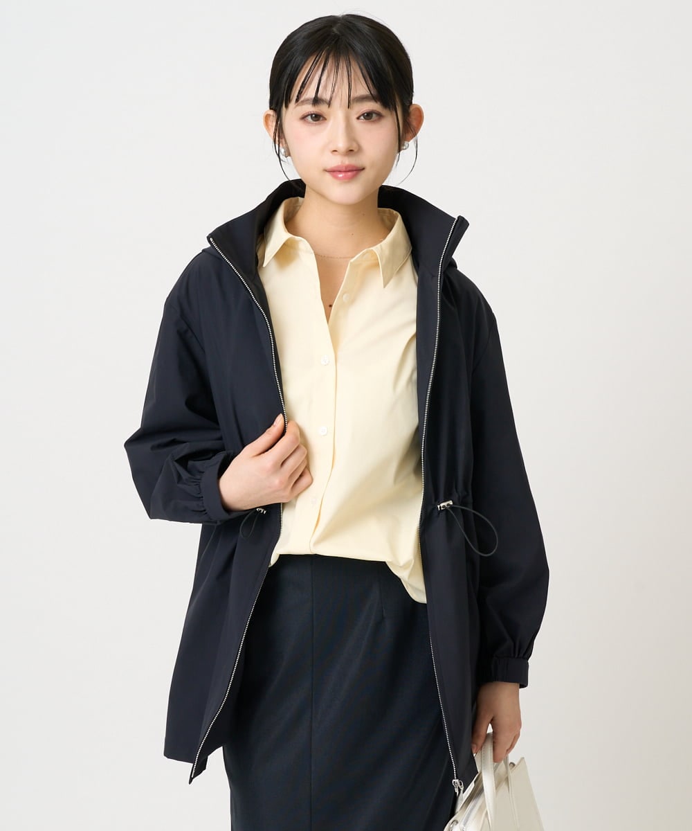 F1JFD27260 MK MICHEL KLEIN(小さいサイズ)(メゾン ドゥ サンク) 【小さいサイズ】2wayタイプライターミドル丈ブルゾン/洗える ライトブルー