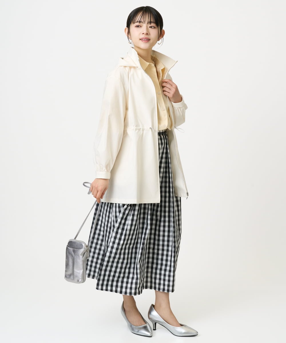 F1JFD27260 MK MICHEL KLEIN(小さいサイズ)(メゾン ドゥ サンク) 【小さいサイズ】2wayタイプライターミドル丈ブルゾン/洗える ライトブルー