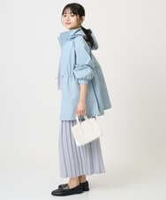 F1JFD27260 MK MICHEL KLEIN(小さいサイズ)(メゾン ドゥ サンク) 【小さいサイズ】2wayタイプライターミドル丈ブルゾン/洗える ライトブルー