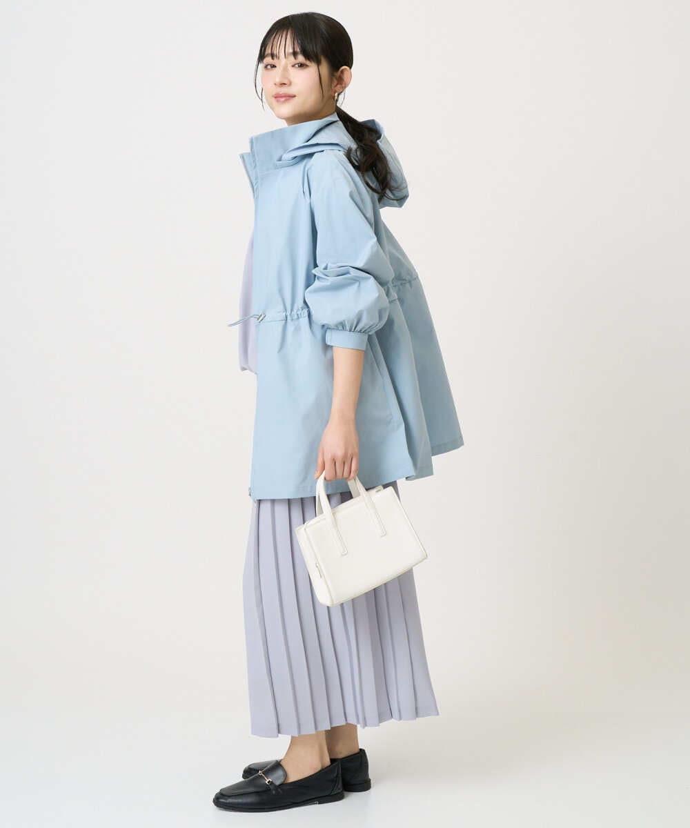 F1JFD27260 MK MICHEL KLEIN(小さいサイズ)(メゾン ドゥ サンク) 【小さいサイズ】2wayタイプライターミドル丈ブルゾン/洗える ライトブルー